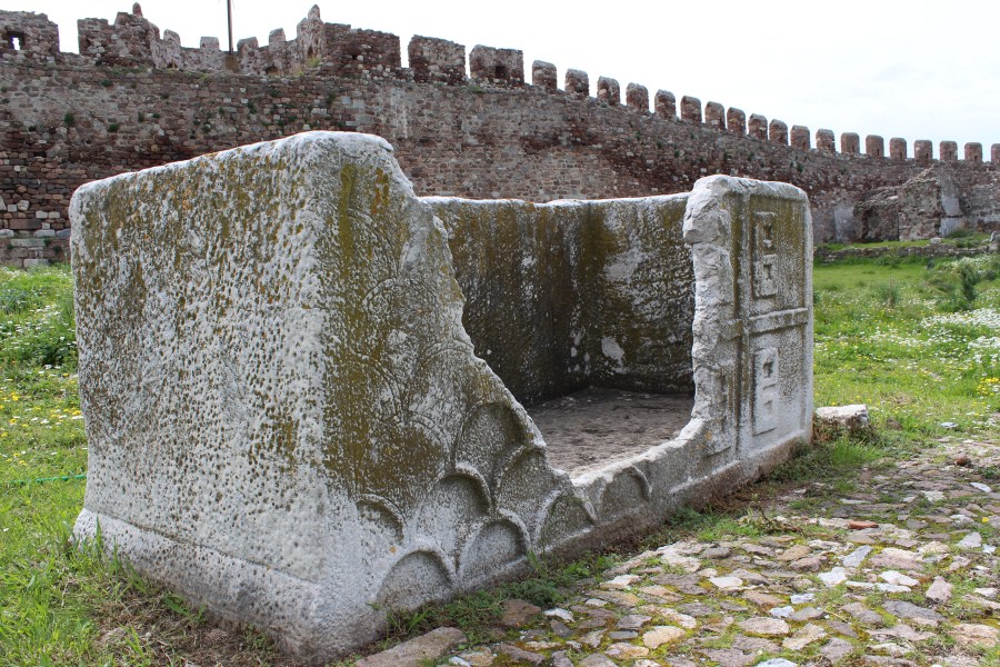 This monolithic sarcophagus dates from the Roman period.