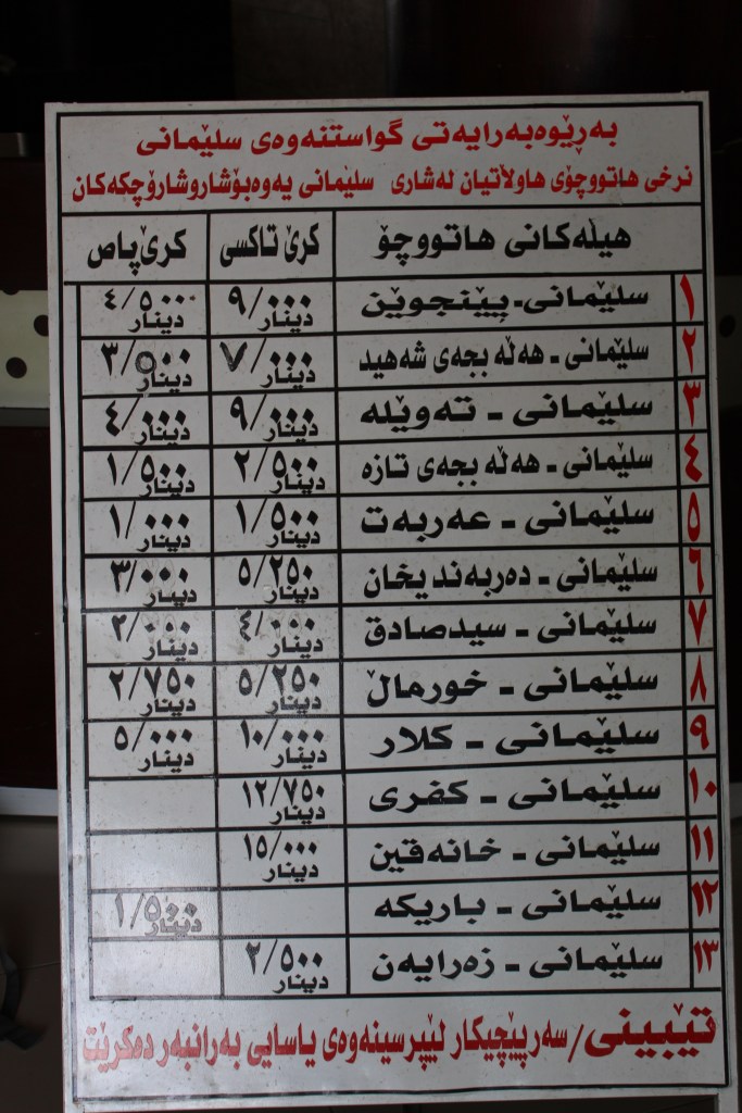 The places buses at Sharazur go to.