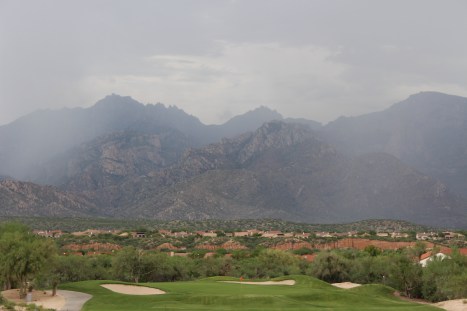 Monsoon clouds approaching the golf cours.