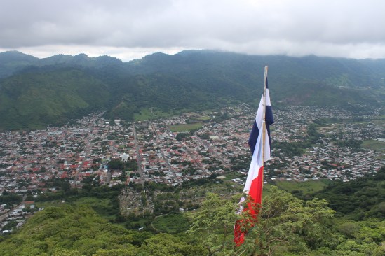 View of Jinotega (and its flag) from the hills.